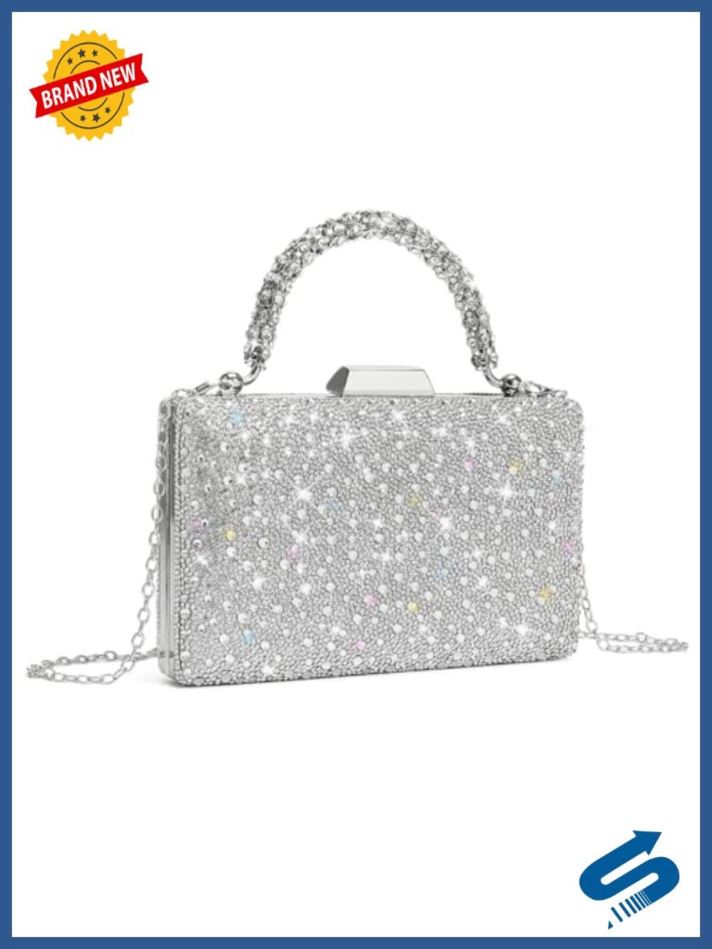 Rhinestone Clutch Evening Bag Detachable Chain Crossbody Wedding Prom Purse